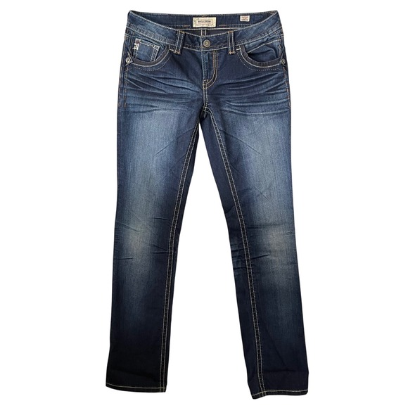 MEK Denim Dathan Straight Jeans Men's 29x34 Blue Distressed Western Y2K Bootcut - Picture 1 of 16